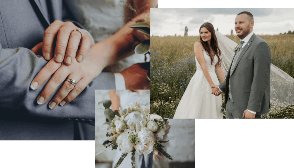 glückliches Brautpaar vom Brautmodeladen "Hochzeitsatelier" in Kassel